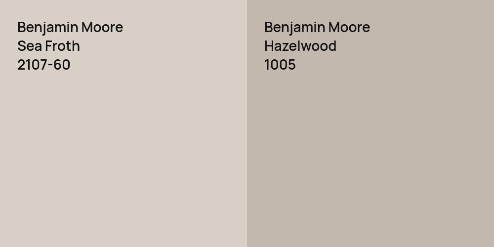 Benjamin Moore Sea Froth vs. Benjamin Moore Hazelwood