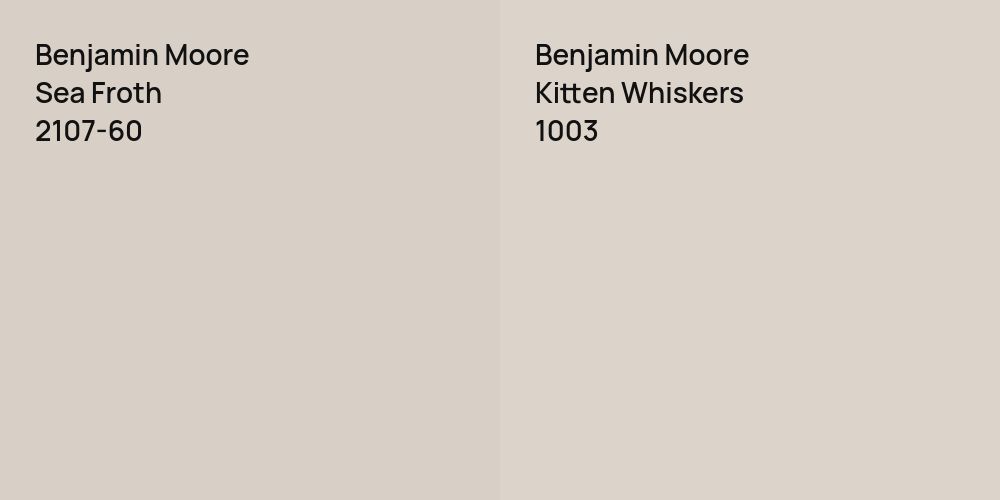 Benjamin Moore Sea Froth vs. Benjamin Moore Kitten Whiskers