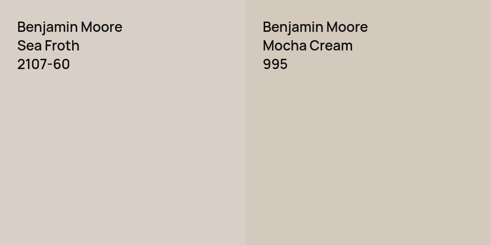 Benjamin Moore Sea Froth vs. Benjamin Moore Mocha Cream