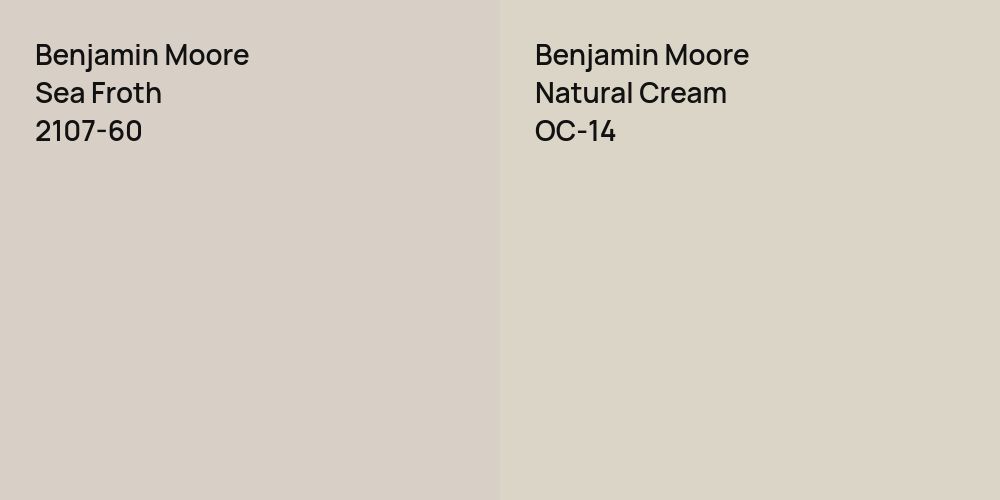 Benjamin Moore Sea Froth vs. Benjamin Moore Natural Cream