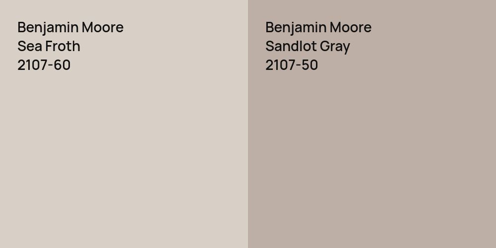 Benjamin Moore Sea Froth vs. Benjamin Moore Sandlot Gray