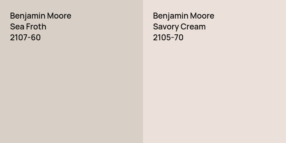 Benjamin Moore Sea Froth vs. Benjamin Moore Savory Cream