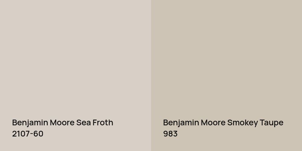 Benjamin Moore Sea Froth vs. Benjamin Moore Smokey Taupe