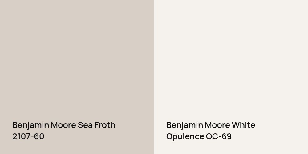 Benjamin Moore Sea Froth vs. Benjamin Moore White Opulence