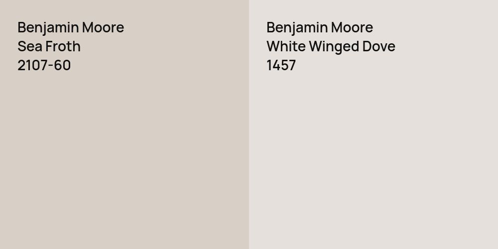 Benjamin Moore Sea Froth vs. Benjamin Moore White Winged Dove