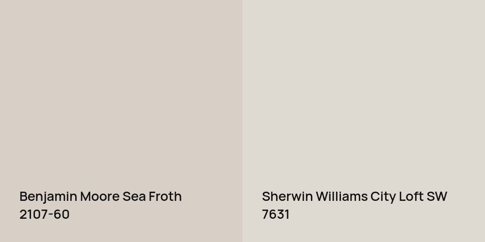 Benjamin Moore Sea Froth vs. Sherwin Williams City Loft