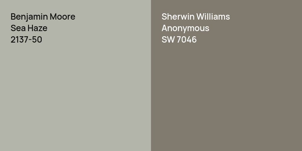 Benjamin Moore Sea Haze vs. Sherwin Williams Anonymous