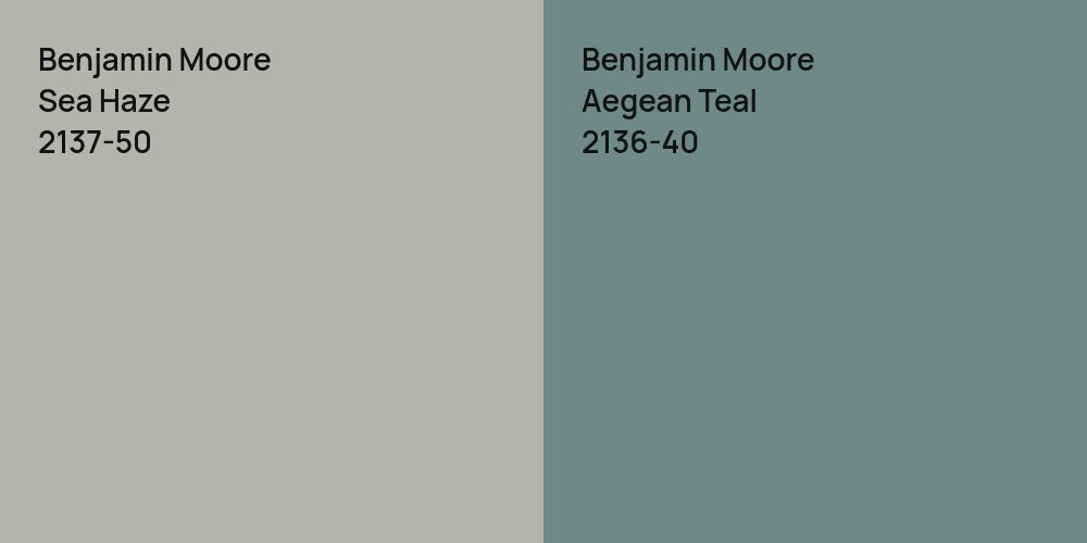 Benjamin Moore Sea Haze vs. Benjamin Moore Aegean Teal