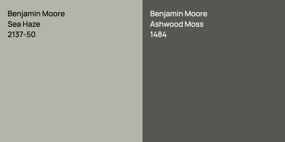 Benjamin Moore Sea Haze vs. Benjamin Moore Ashwood Moss