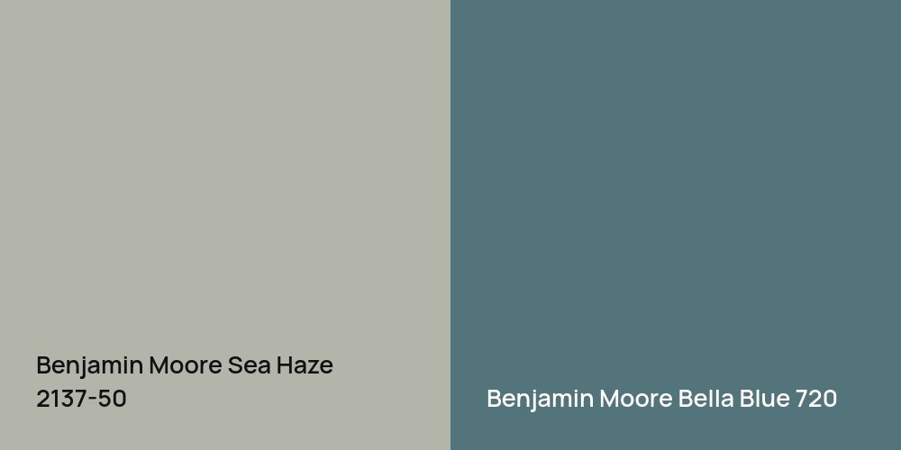 Benjamin Moore Sea Haze vs. Benjamin Moore Bella Blue