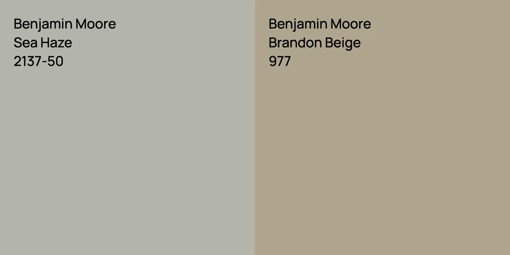 Benjamin Moore Sea Haze vs. Benjamin Moore Brandon Beige