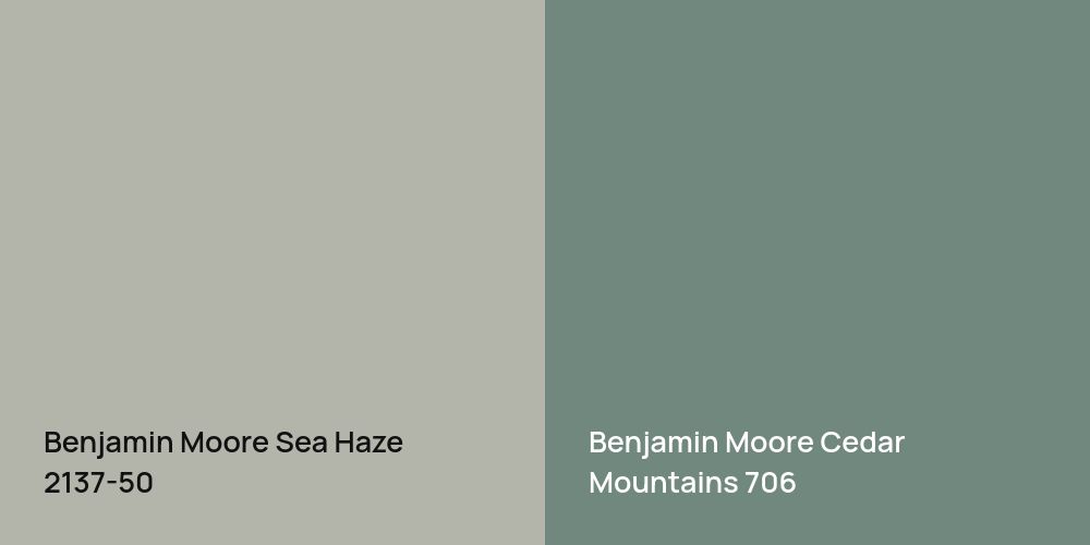 Benjamin Moore Sea Haze vs. Benjamin Moore Cedar Mountains