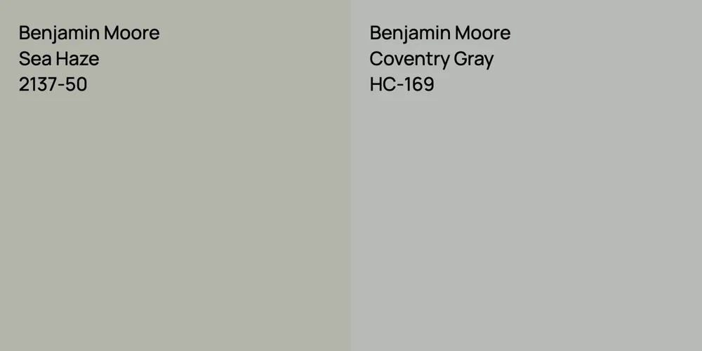 Benjamin Moore Sea Haze vs. Benjamin Moore Coventry Gray