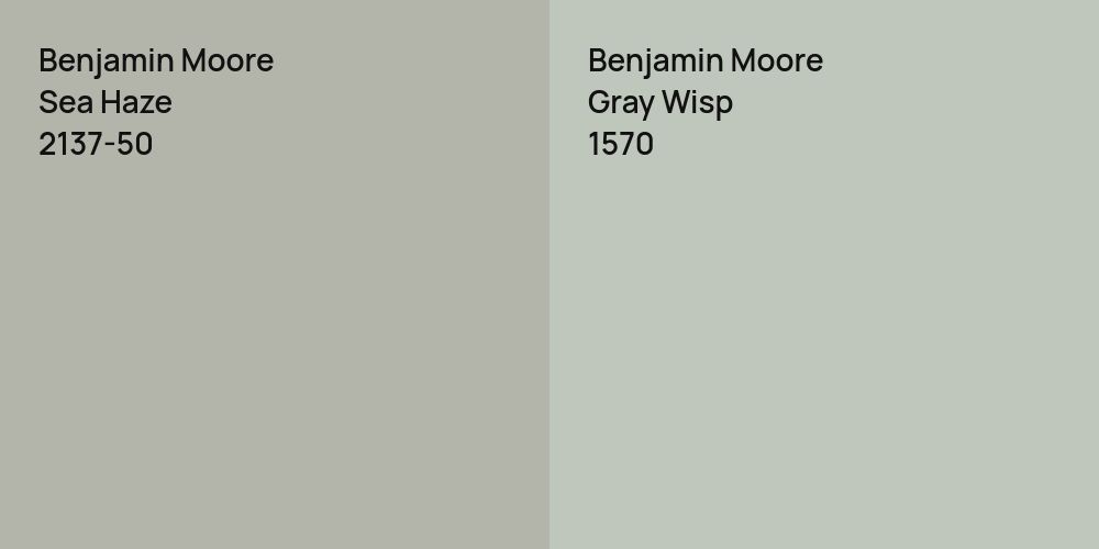 Benjamin Moore Sea Haze vs. Benjamin Moore Gray Wisp