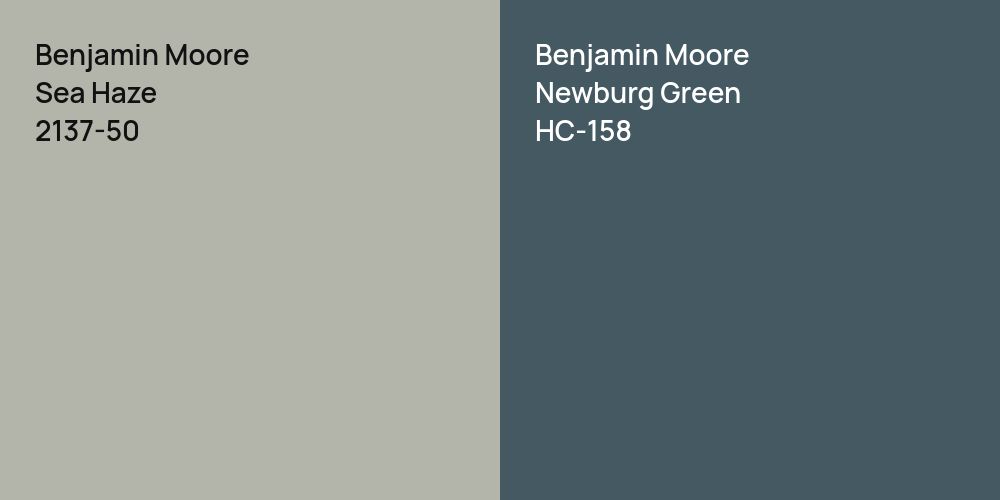 Benjamin Moore Sea Haze vs. Benjamin Moore Newburg Green