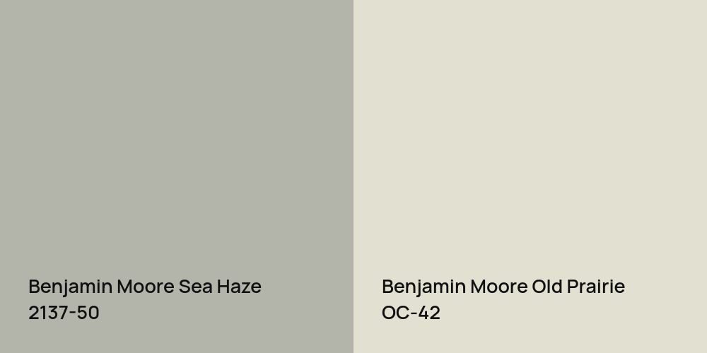 Benjamin Moore Sea Haze vs. Benjamin Moore Old Prairie