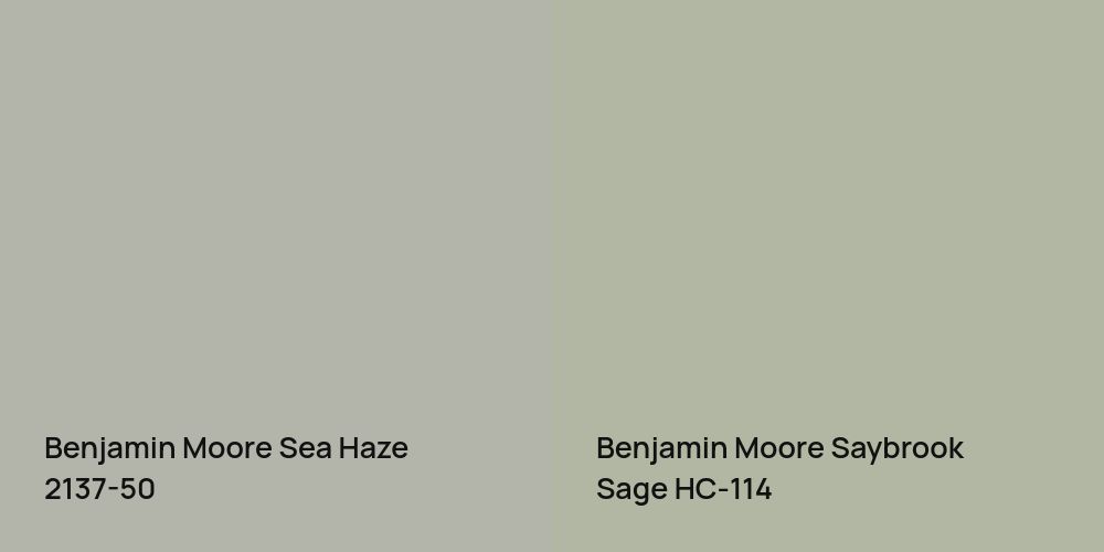 Benjamin Moore Sea Haze vs. Benjamin Moore Saybrook Sage