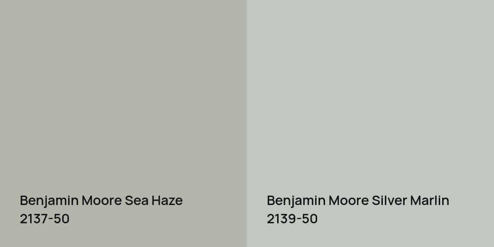 Benjamin Moore Sea Haze vs. Benjamin Moore Silver Marlin