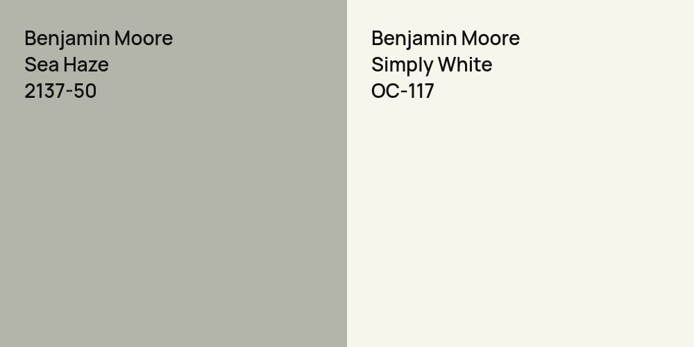 Benjamin Moore Sea Haze vs. Benjamin Moore Simply White