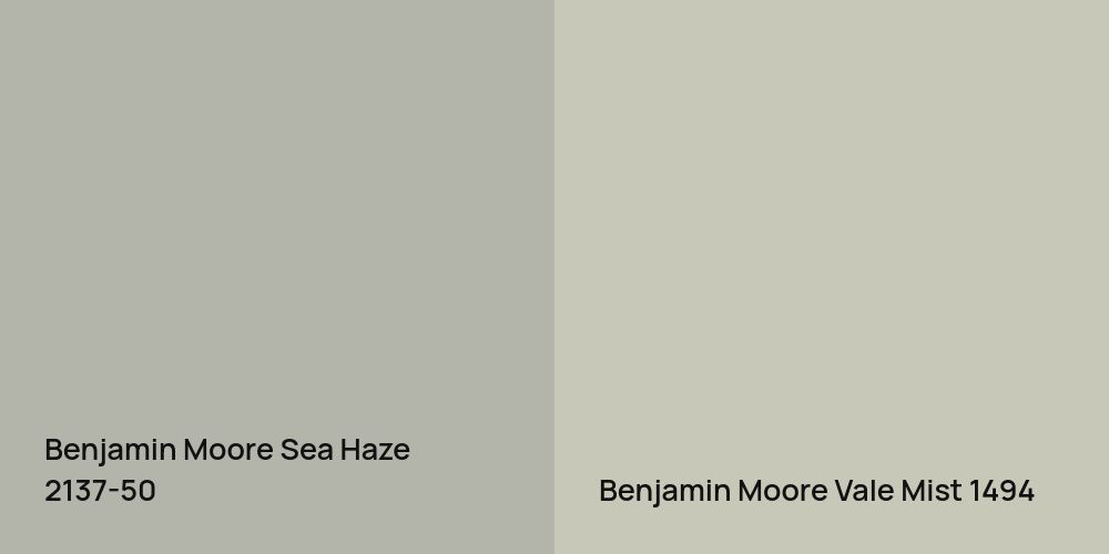 Benjamin Moore Sea Haze vs. Benjamin Moore Vale Mist