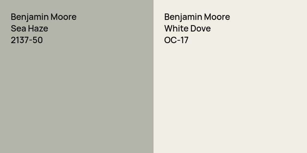 Benjamin Moore Sea Haze vs. Benjamin Moore White Dove