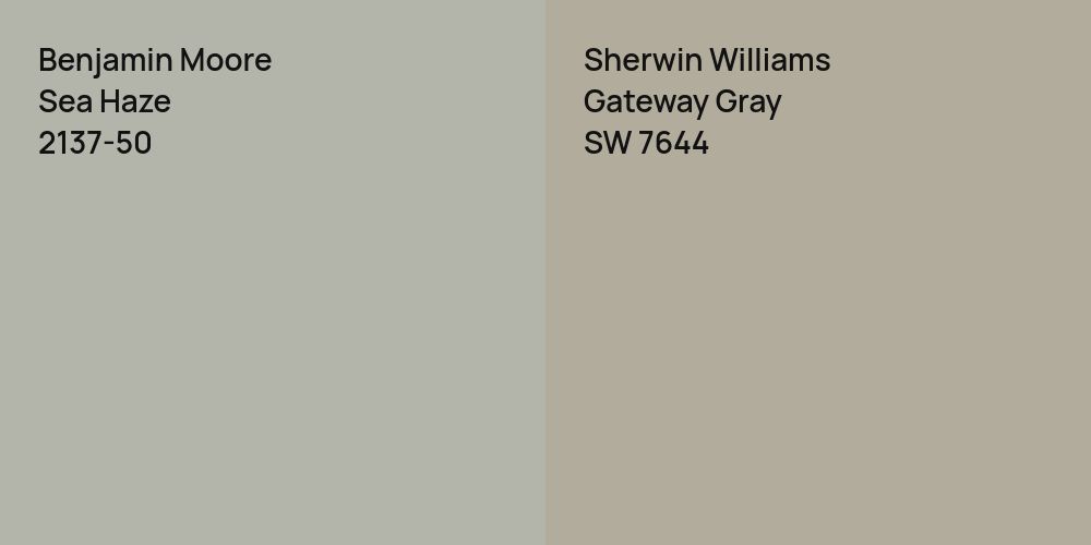 Benjamin Moore Sea Haze vs. Sherwin Williams Gateway Gray