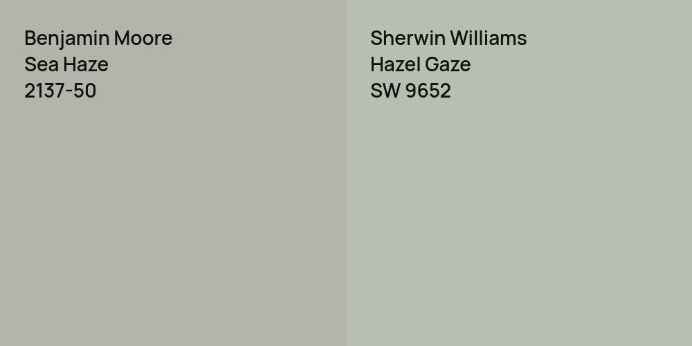 Benjamin Moore Sea Haze vs. Sherwin Williams Hazel Gaze