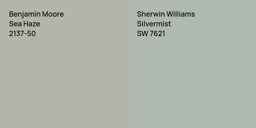 Benjamin Moore Sea Haze vs. Sherwin Williams Silvermist