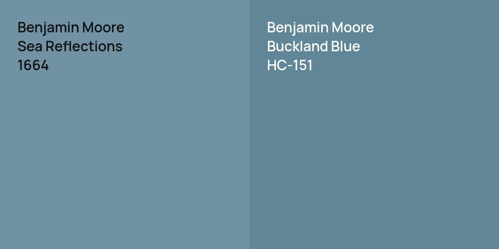 Benjamin Moore Sea Reflections vs. Benjamin Moore Buckland Blue