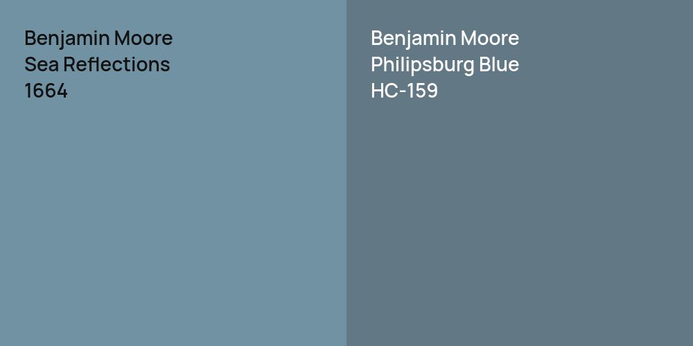 Benjamin Moore Sea Reflections vs. Benjamin Moore Philipsburg Blue