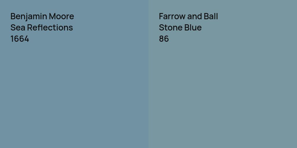 Benjamin Moore Sea Reflections vs. Farrow and Ball Stone Blue