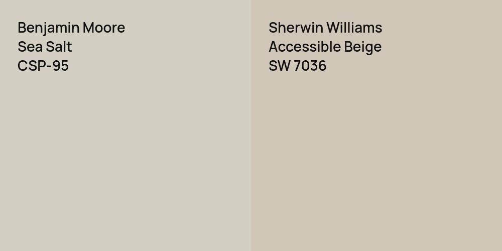 Benjamin Moore Sea Salt vs. Sherwin Williams Accessible Beige