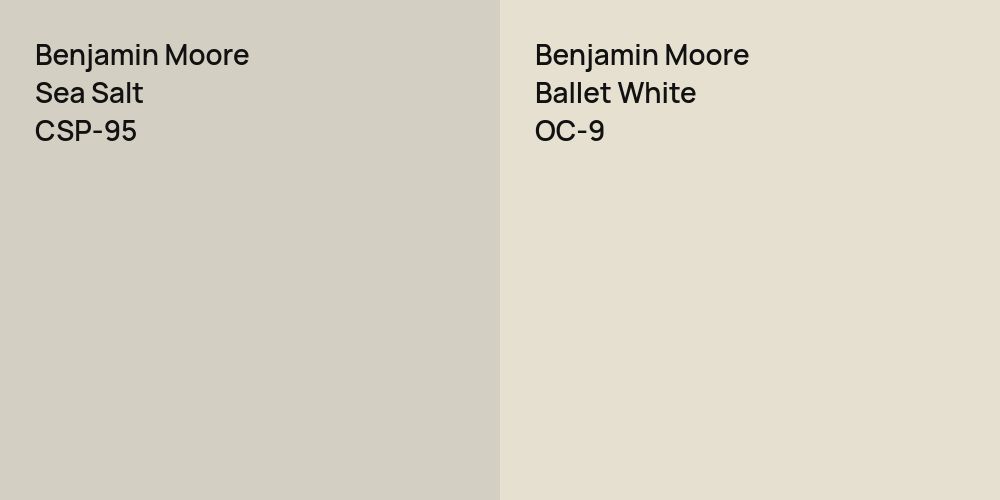 Benjamin Moore Sea Salt vs. Benjamin Moore Ballet White