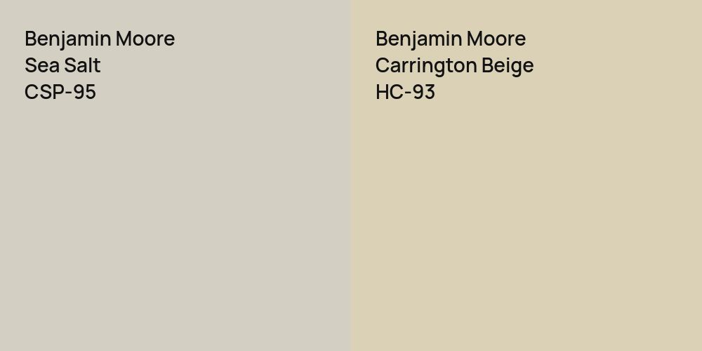 Benjamin Moore Sea Salt vs. Benjamin Moore Carrington Beige