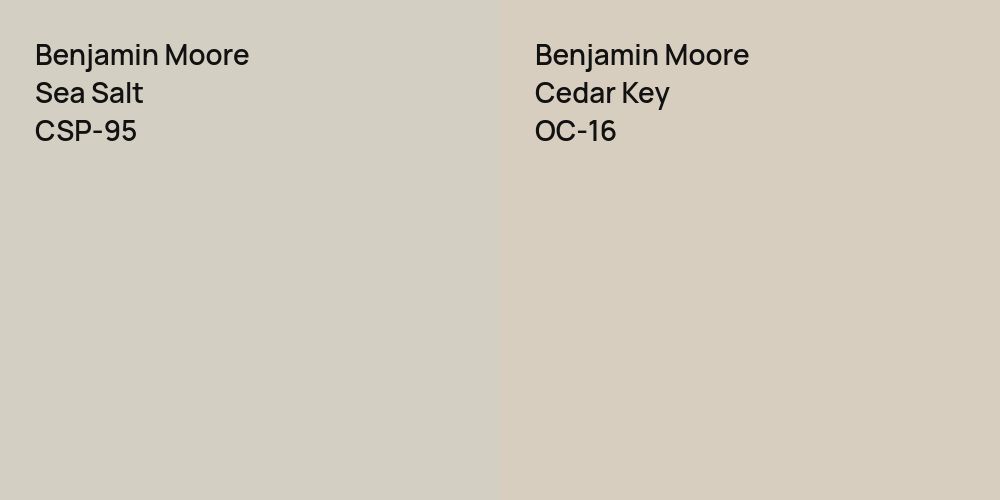 Benjamin Moore Sea Salt vs. Benjamin Moore Cedar Key