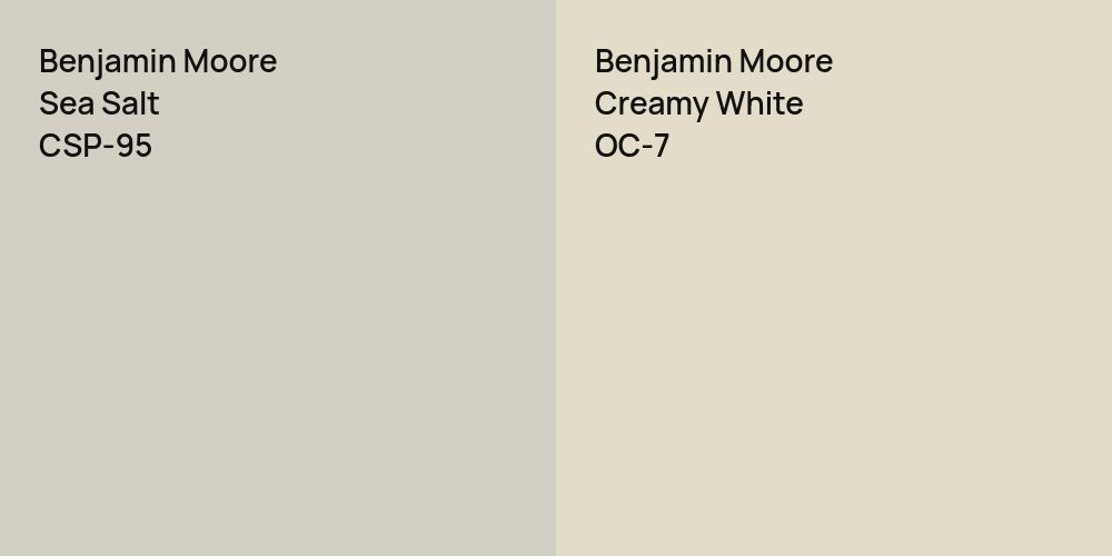 Benjamin Moore Sea Salt vs. Benjamin Moore Creamy White