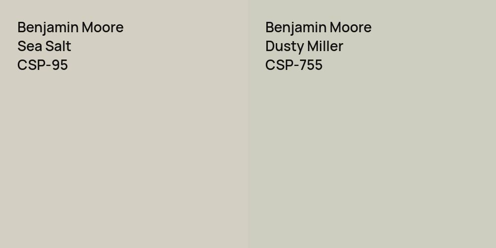 Benjamin Moore Sea Salt vs. Benjamin Moore Dusty Miller