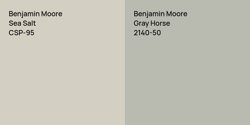 Benjamin Moore Sea Salt vs. Benjamin Moore Gray Horse