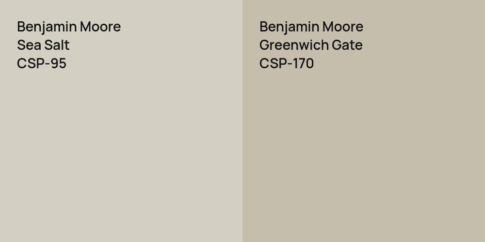 Benjamin Moore Sea Salt vs. Benjamin Moore Greenwich Gate