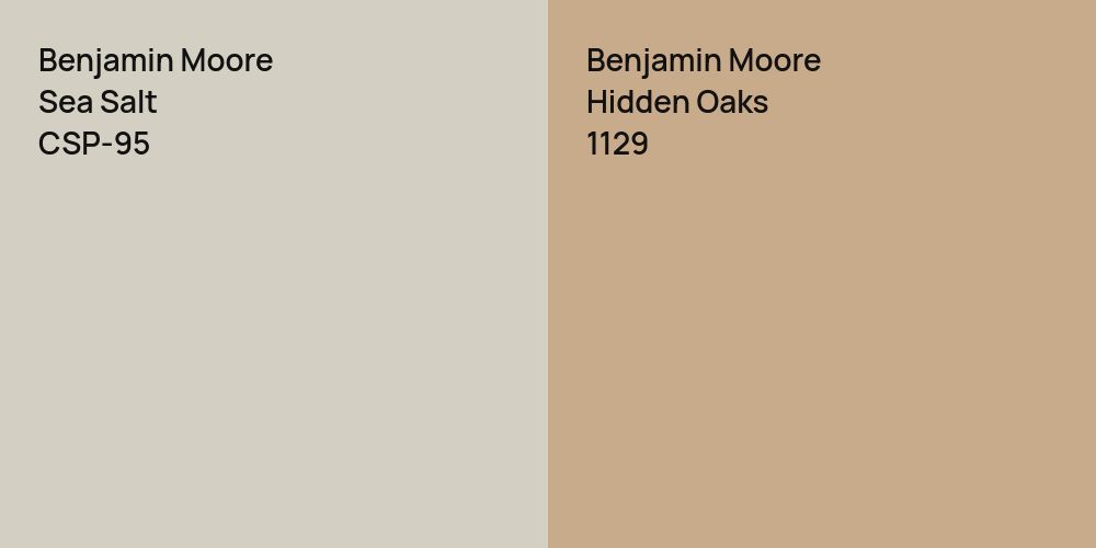 Benjamin Moore Sea Salt vs. Benjamin Moore Hidden Oaks