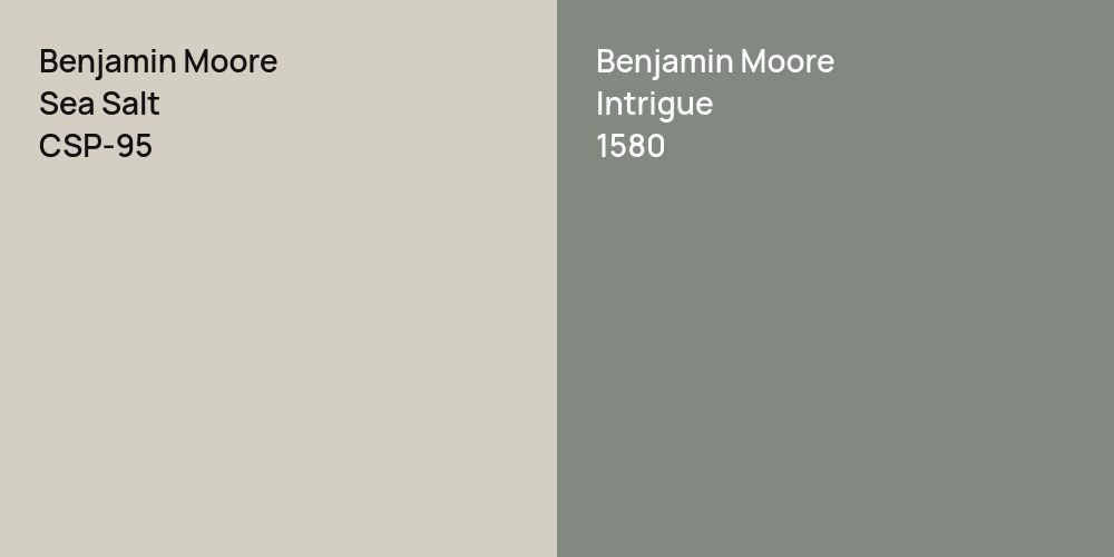 Benjamin Moore Sea Salt vs. Benjamin Moore Intrigue