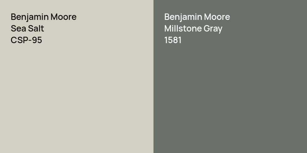 Benjamin Moore Sea Salt vs. Benjamin Moore Millstone Gray