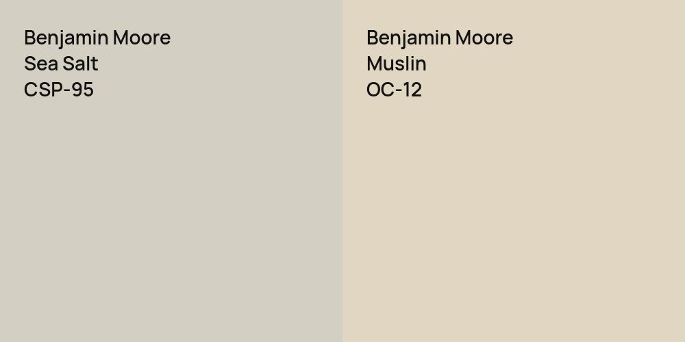 Benjamin Moore Sea Salt vs. Benjamin Moore Muslin