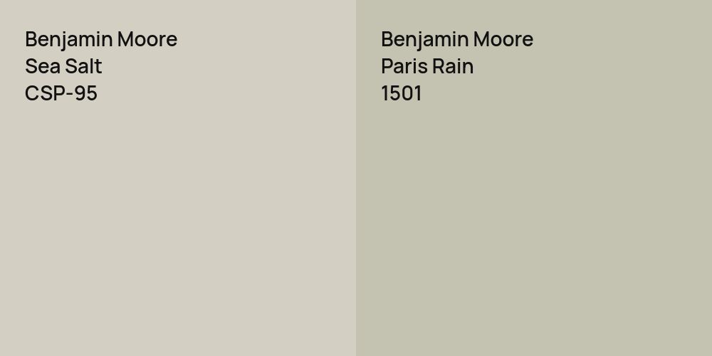 Benjamin Moore Sea Salt vs. Benjamin Moore Paris Rain