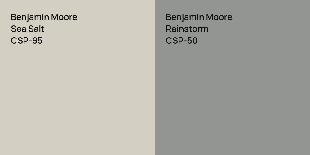 Benjamin Moore Sea Salt vs. Benjamin Moore Rainstorm