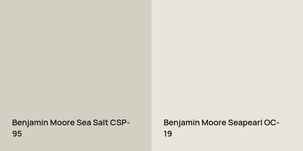 Benjamin Moore Sea Salt vs. Benjamin Moore Seapearl