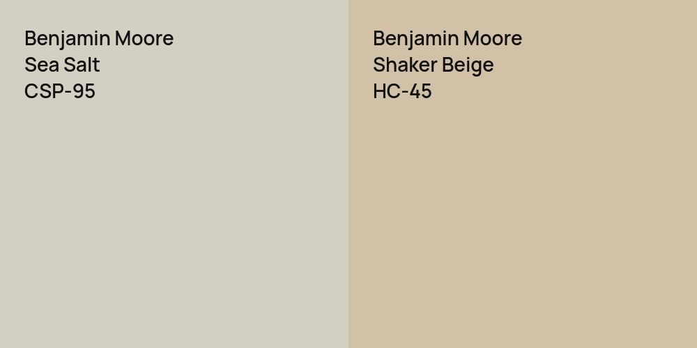 Benjamin Moore Sea Salt vs. Benjamin Moore Shaker Beige