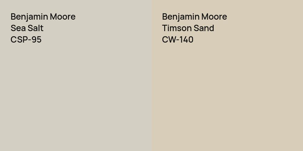 Benjamin Moore Sea Salt vs. Benjamin Moore Timson Sand