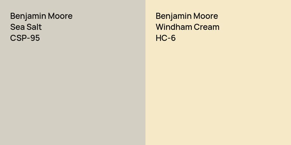 Benjamin Moore Sea Salt vs. Benjamin Moore Windham Cream