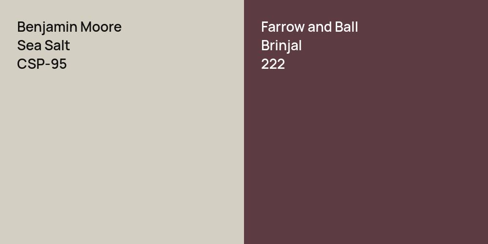 Benjamin Moore Sea Salt vs. Farrow and Ball Brinjal